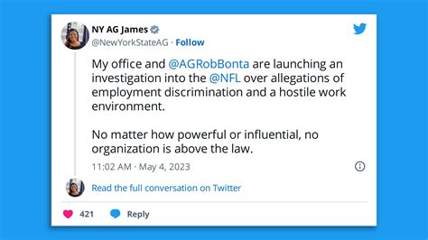 N.Y. AG James launches investigation into NFL workplace discrimination, harassment